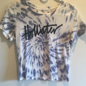 HOLLISTER CROP BLUE $ WHITE TIE DYE TEE